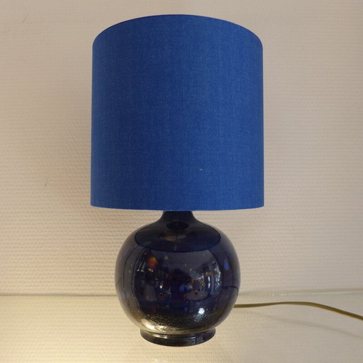 Vintage steengoed lamp van Blanot aardewerk en katoen