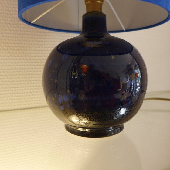 Image 1 of Vintage steengoed lamp van Blanot aardewerk en katoen