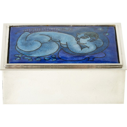 Vintage zilver geglazuurd keramiek juwelendoosje van Crevillen Paris, 1970