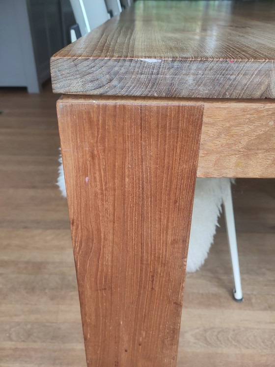 Image 1 of Mooie Robuuste Houten Eettafel Van Massief Hout 