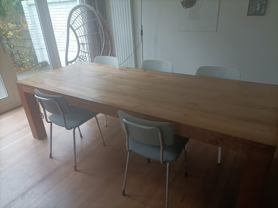 Image 1 of Mooie Robuuste Houten Eettafel Van Massief Hout 