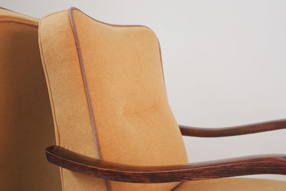 Image 1 of  Paar gerestaureerde beukenhouten fauteuils uit 1940 in Mid Century Moderne Stijl