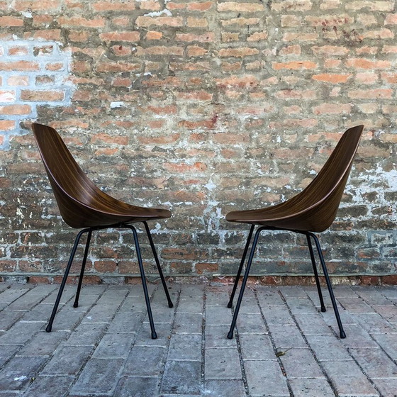Image 1 of Mid Century set van 6 Teakhouten Medea Eetkamerstoelen door Vittorio Nobili voor Fratelli Tagliabue, 1956