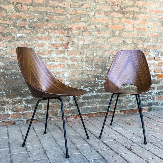 Image 1 of Mid Century set van 6 Teakhouten Medea Eetkamerstoelen door Vittorio Nobili voor Fratelli Tagliabue, 1956