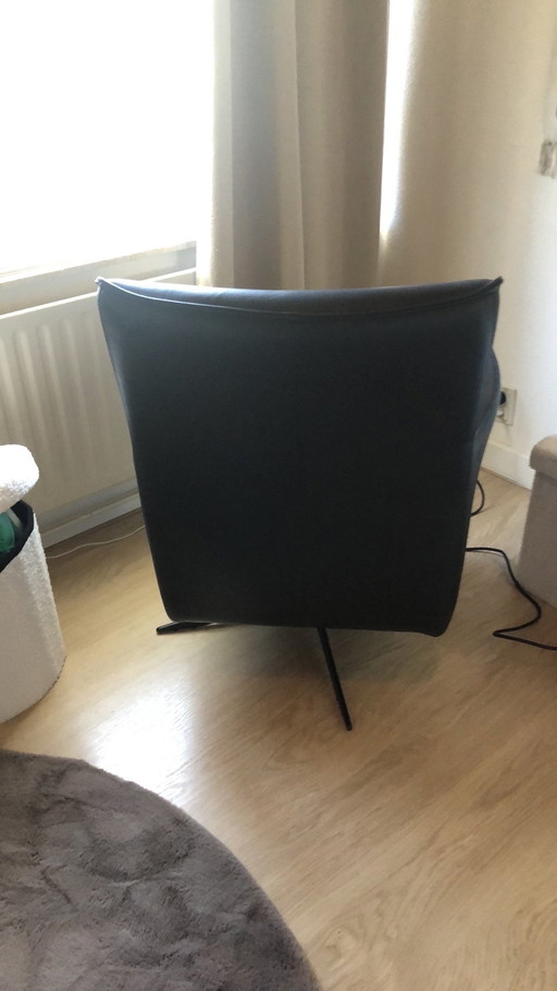 Zwart Leren Draai Fauteuil