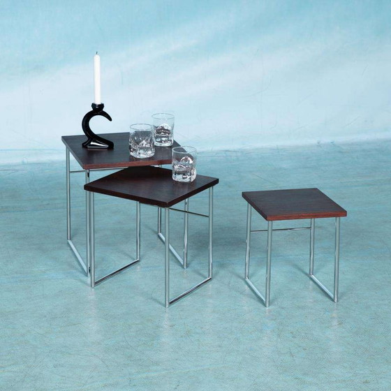 Image 1 of Midcentury modern set bijzettafels, vintage nesting tables