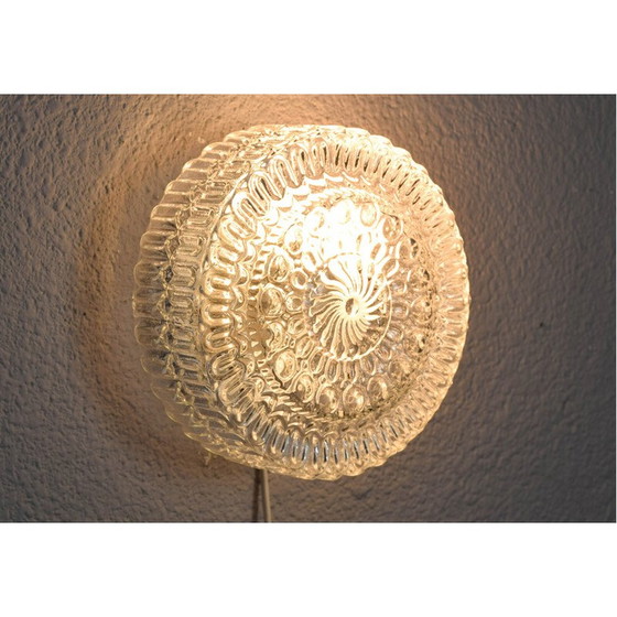 Image 1 of Vintage transparant geslepen glazen wandlamp, Duitsland 1960