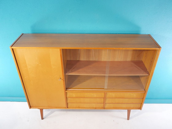 Image 1 of Vintage highboard met vitrinekast, jaren 60, Duitsland