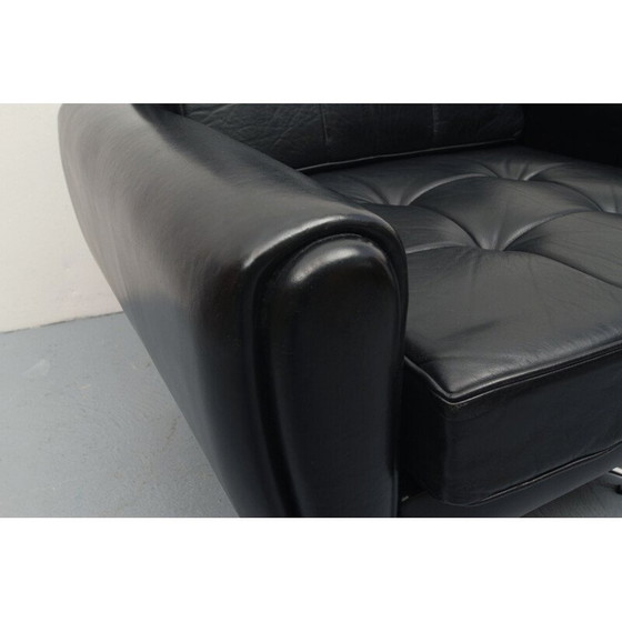 Image 1 of Vintage draaibare leren fauteuil, jaren 1960