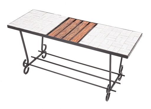 Modernistische salontafel, teak en keramiek, 1950