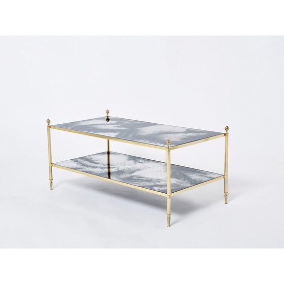 Image 1 of Vintage salontafel in messing, chroom en spiegel van Jansen, 1970