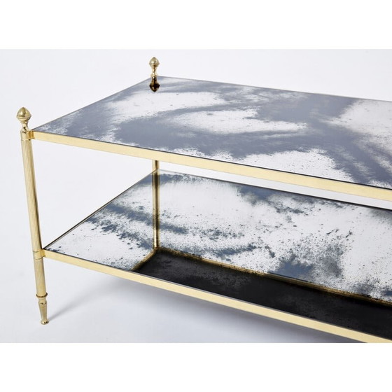 Image 1 of Vintage salontafel in messing, chroom en spiegel van Jansen, 1970