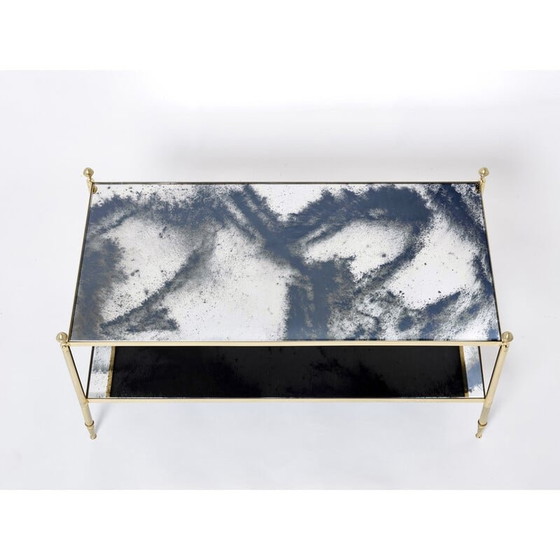 Image 1 of Vintage salontafel in messing, chroom en spiegel van Jansen, 1970