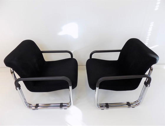 Image 1 of Cazzaro Bauhaus stalen buisfauteuils, set van 2