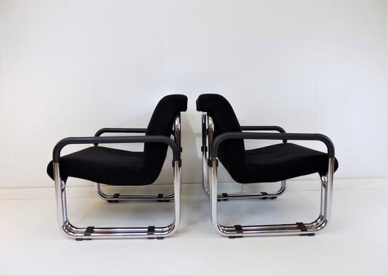 Image 1 of Cazzaro Bauhaus stalen buisfauteuils, set van 2