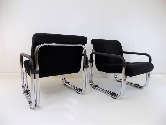 Image 1 of Cazzaro Bauhaus stalen buisfauteuils, set van 2