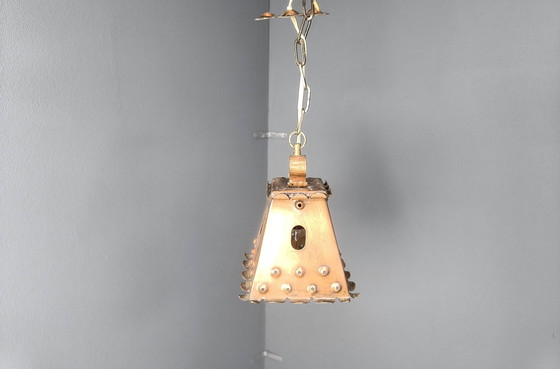 Image 1 of Vintage koperen Brutalistische hanglamp, 1970S