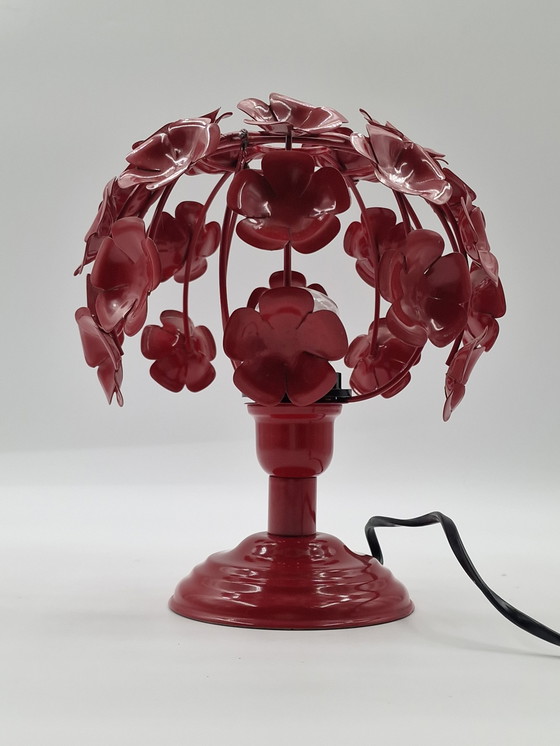 Image 1 of Vintage rode bloemenlamp