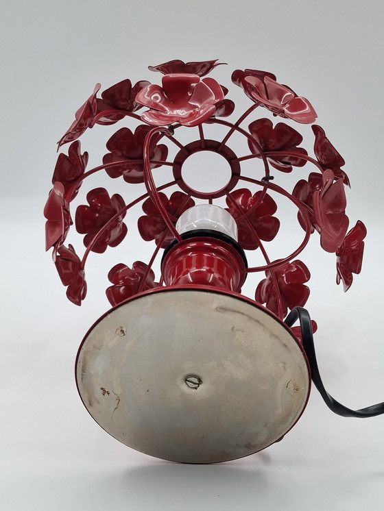 Image 1 of Vintage rode bloemenlamp