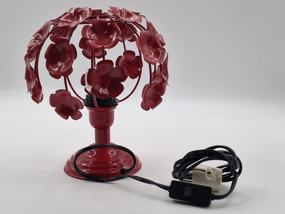 Image 1 of Vintage rode bloemenlamp