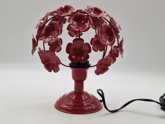 Image 1 of Vintage rode bloemenlamp