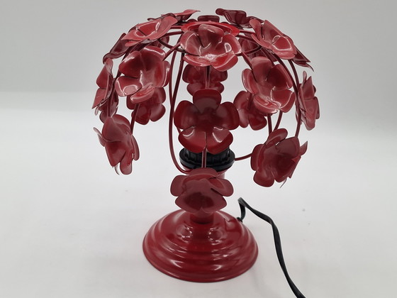 Image 1 of Vintage rode bloemenlamp