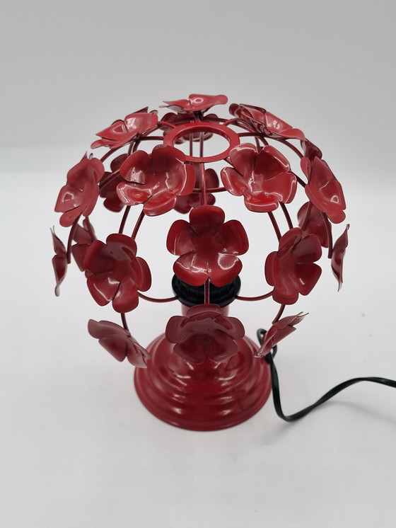 Image 1 of Vintage rode bloemenlamp