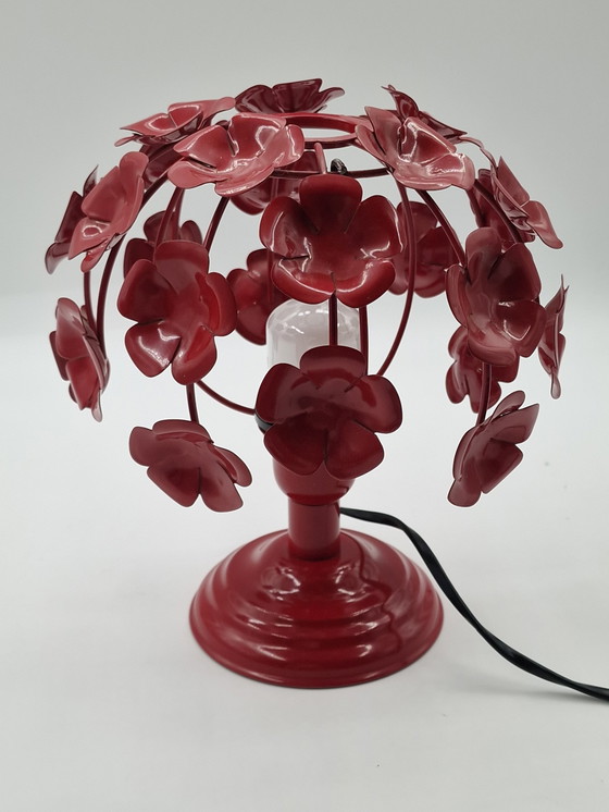 Image 1 of Vintage rode bloemenlamp