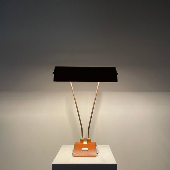 Image 1 of Messing en lederen Jumo bureaulamp van Eileen Grey, 1930