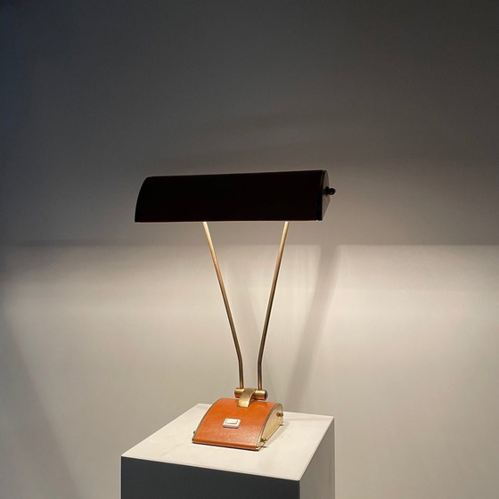 Image 1 of Messing en lederen Jumo bureaulamp van Eileen Grey, 1930