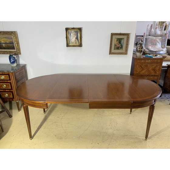 Image 1 of Vintage ronde uitschuifbare tafel in kersenhout