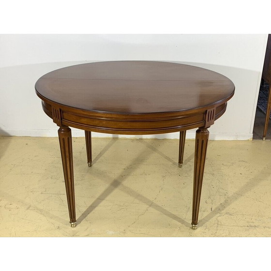 Image 1 of Vintage ronde uitschuifbare tafel in kersenhout