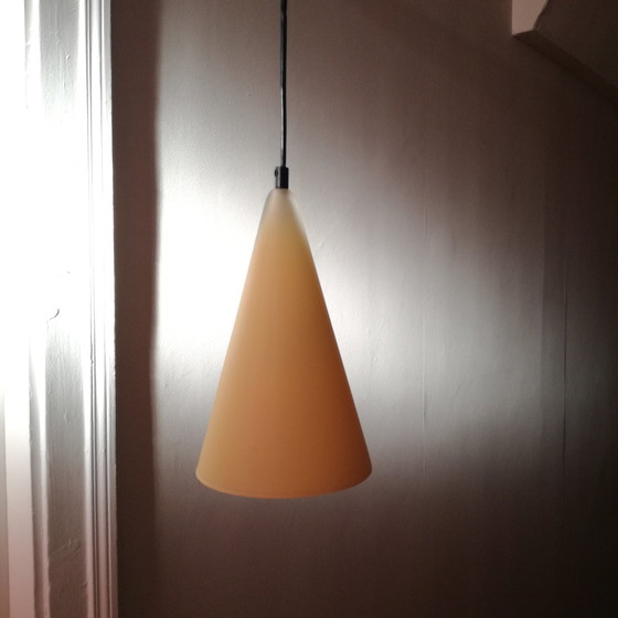 Image 1 of Conische glazen hanglamp van Sce, Frankrijk 1980