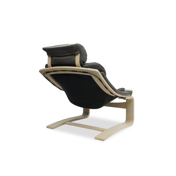 Image 1 of Nelo Kroken Fauteuil Leer Grijs Mid Century Vintage