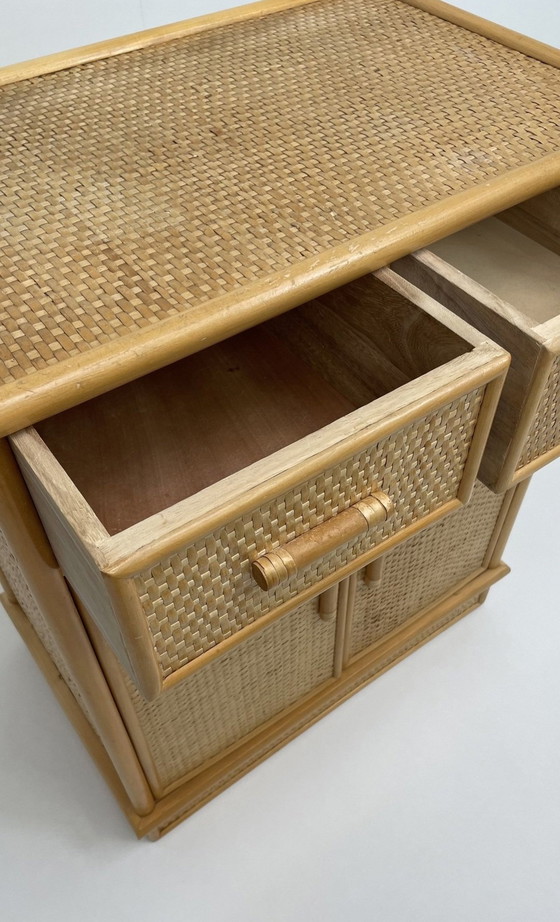 Image 1 of Vintage Rotan, Bamboe Kast, Dressoir 