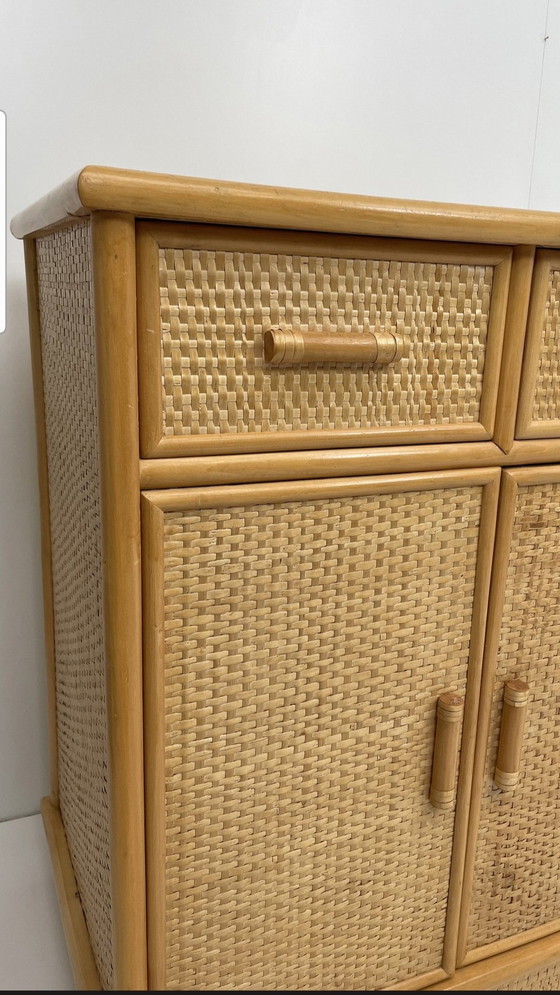 Image 1 of Vintage Rotan, Bamboe Kast, Dressoir 