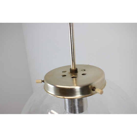 Image 1 of Vintage glazen en metalen hanglamp, Tsjecho-Slowakije 1970