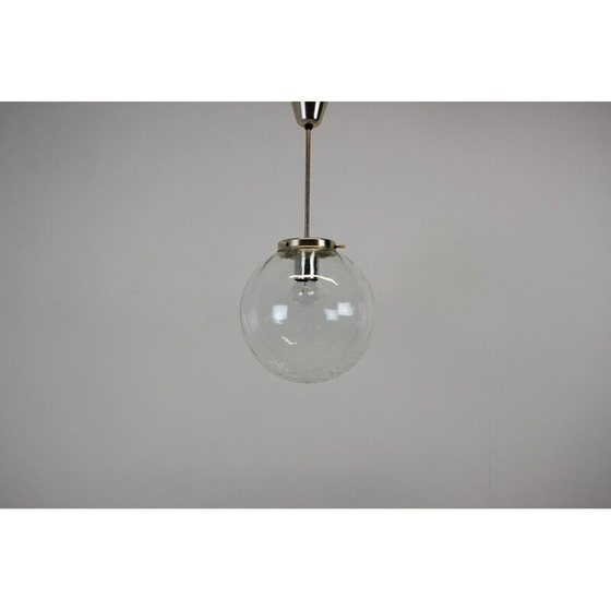 Image 1 of Vintage glazen en metalen hanglamp, Tsjecho-Slowakije 1970