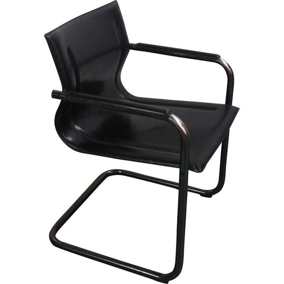 Image 1 of Vintage zwarte leren fauteuil Matteo Grassi