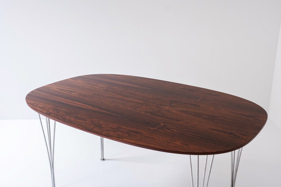 Image 1 of Vroege editie palissander 'Superellipse' eettafel van Arne Jacobsen, Piet Hein en Bruno Mathsson voor Fritz Hansen, DK 1960