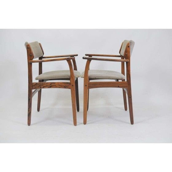 Image 1 of Set van 4 vintage Erik Buch Model 50 fauteuils in rozenhout - Inc. Herbekleding 1960