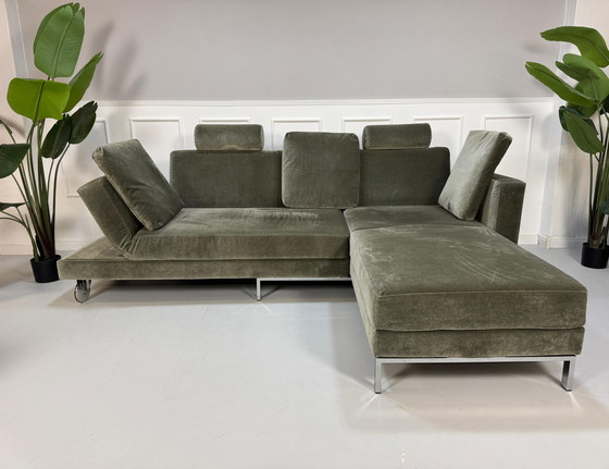 Image 1 of Brühl Fourtwo Sofa Stoffen Fluwelen Slaapbank Vier Twee Khaki Groen