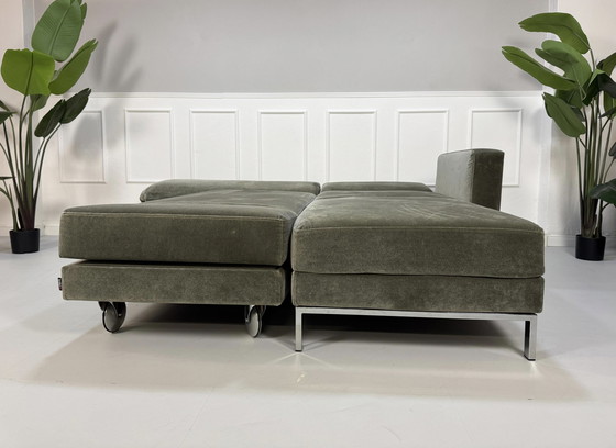 Image 1 of Brühl Fourtwo Sofa Stoffen Fluwelen Slaapbank Vier Twee Khaki Groen