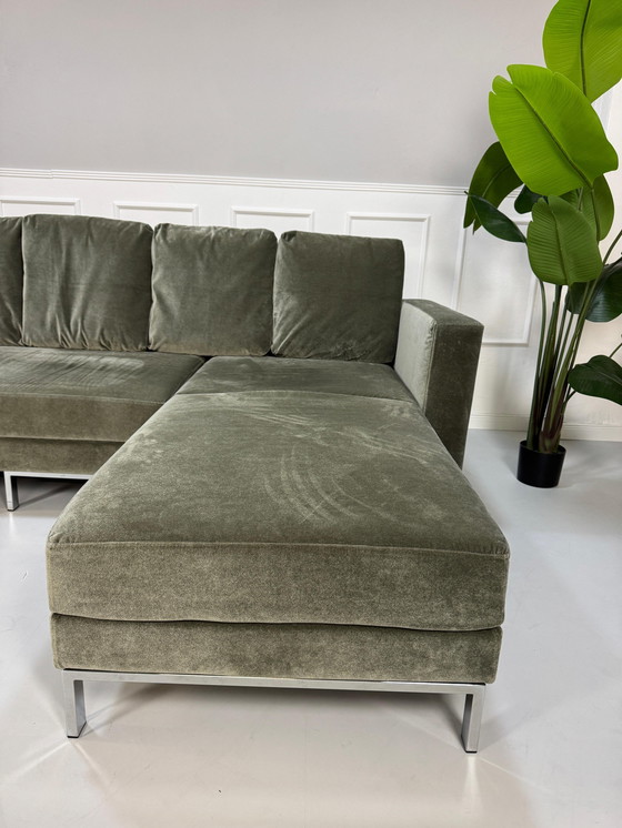 Image 1 of Brühl Fourtwo Sofa Stoffen Fluwelen Slaapbank Vier Twee Khaki Groen