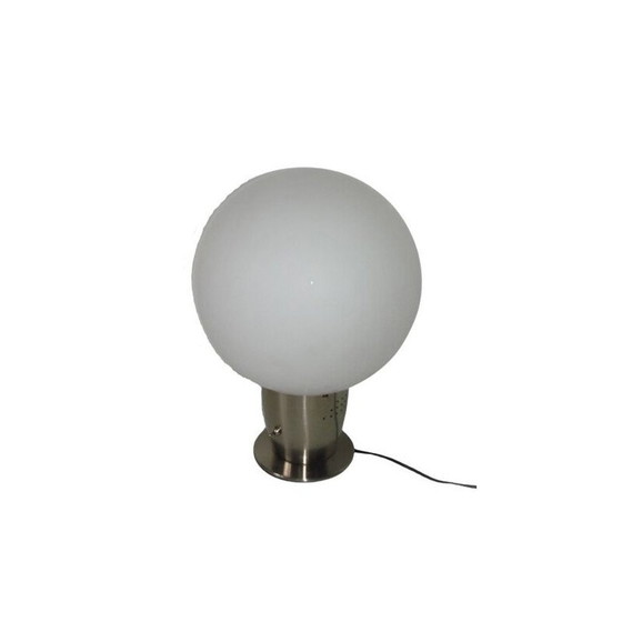 Image 1 of Vintage modernistische tafel lamp van staal en glas, 1980