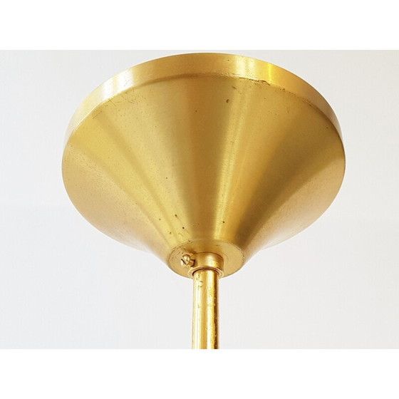 Image 1 of Vintage kroonluchter van messing en glas, Frankrijk