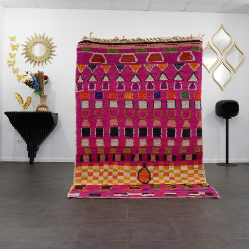 Berber tapijt - 220 cm x 147 cm - roze wol