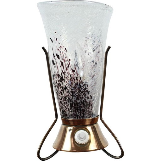 Vintage metalen en glazen tafellamp van Zukov, Tsjecho-Slowakije 1960