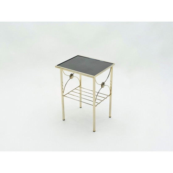 Image 1 of Paar vintage sofa's van metaal en zwart opaline glas 1960