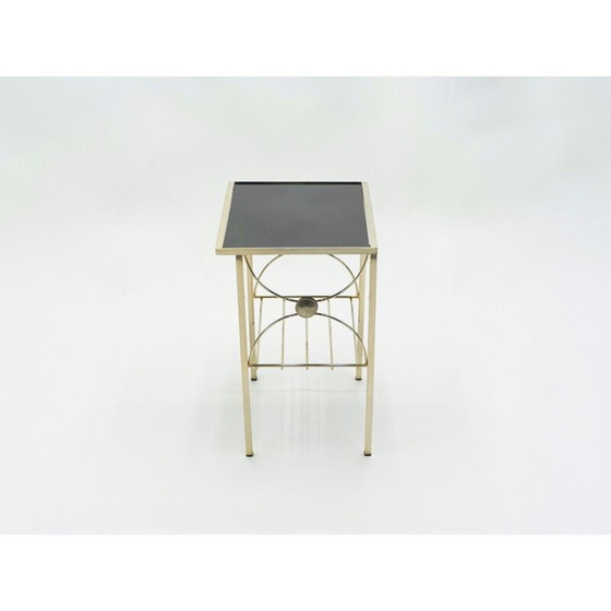 Image 1 of Paar vintage sofa's van metaal en zwart opaline glas 1960